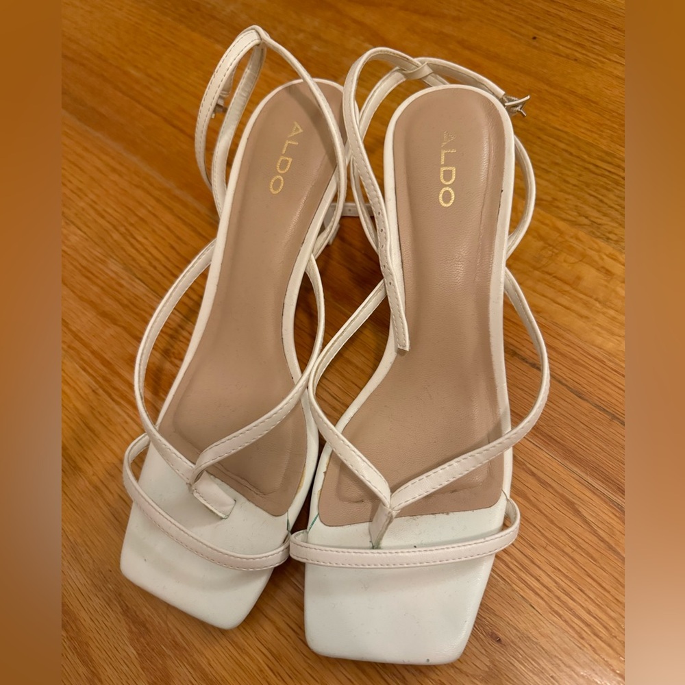White Aldo low heels